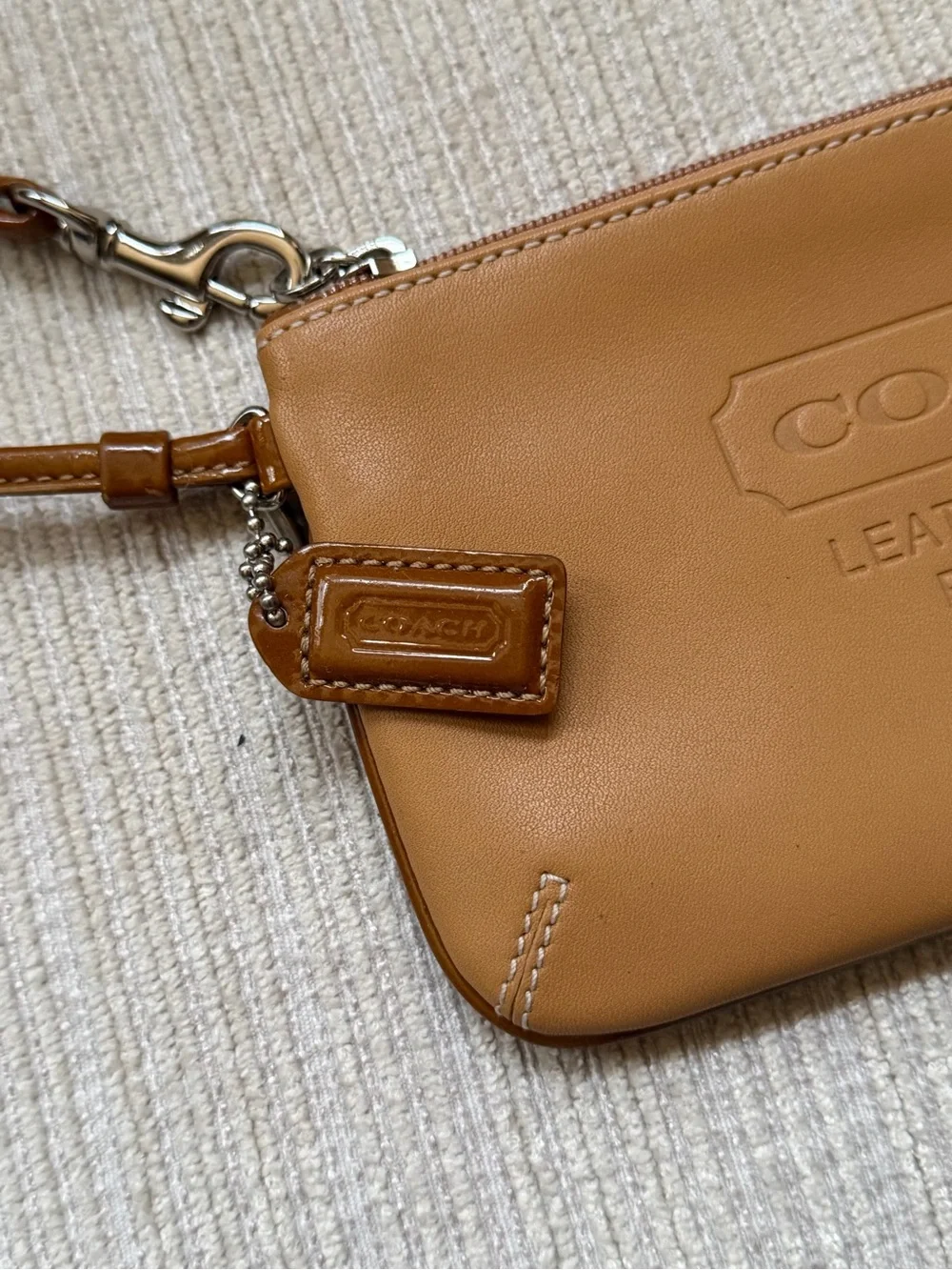 Coach Tan Leather Wristlet Clutch